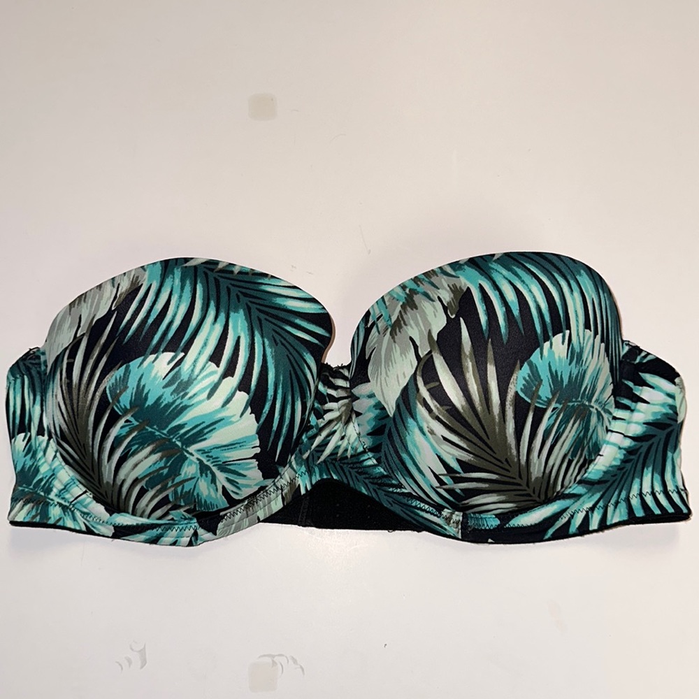 PINK blue leaf Strapless push-up Bra size 36C